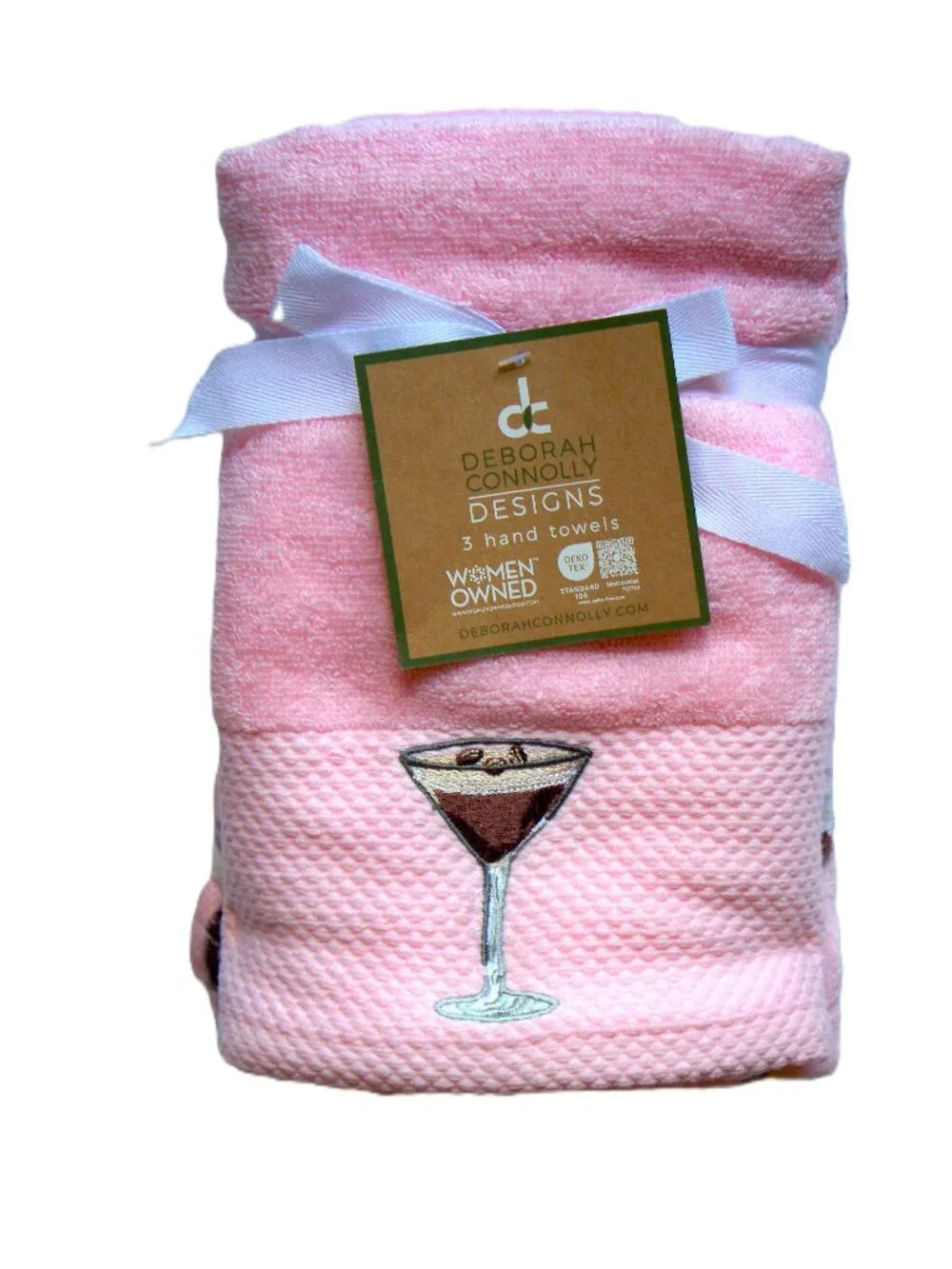 12 Pc Deborah Connolly Coffee Bean Martini Towel Set Bath Hand Washcloth/Holder